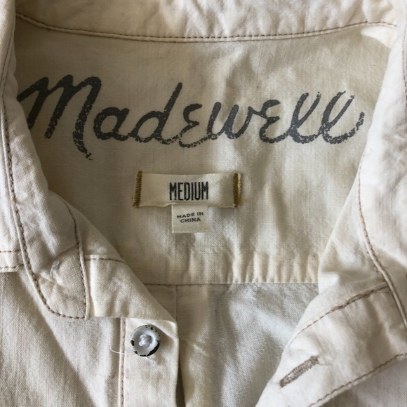 Madewell Cream Denim 1/4 button down - Picture 4 of 7